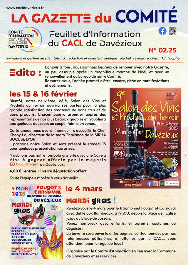 La Gazette du Comité 02  2025