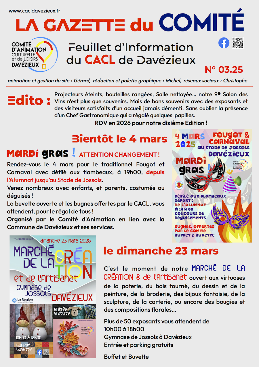 La Gazette du Comité 03  2025